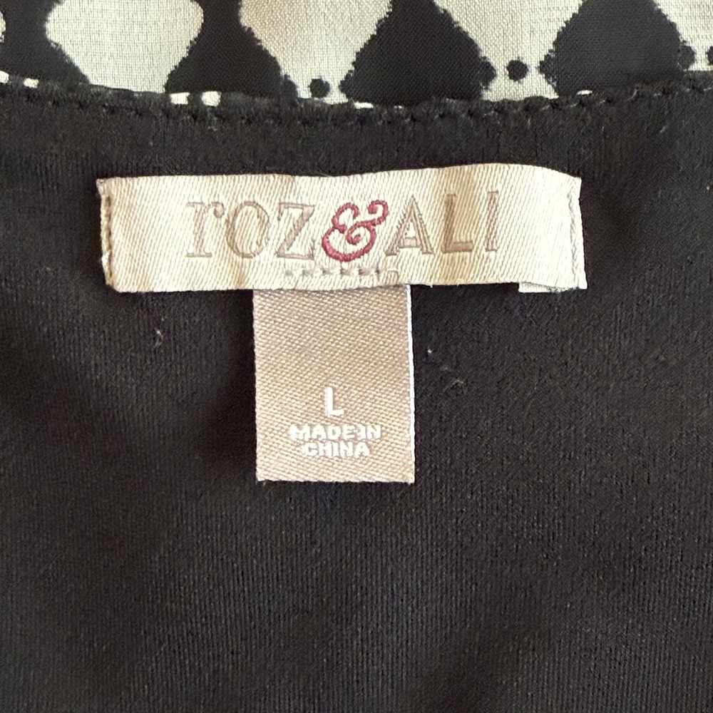 Roz & Ali Womens Large Blouse Black White Sleeveless High Back - Picture 5 of 7